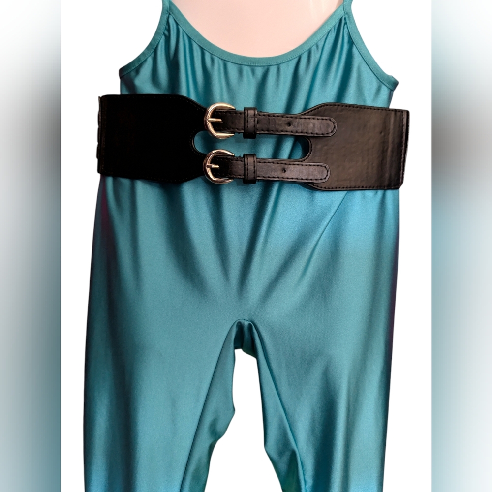 Black Studded Belt W/ Double Buckles - Picture 2 of 7
